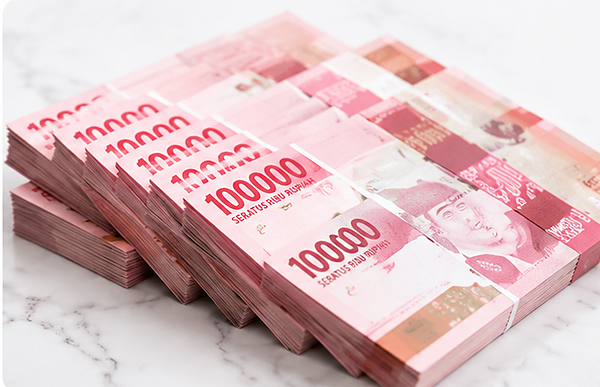 Uang rupiah untuk ilustrasi dana tunai jaminan sertifikat rumah
